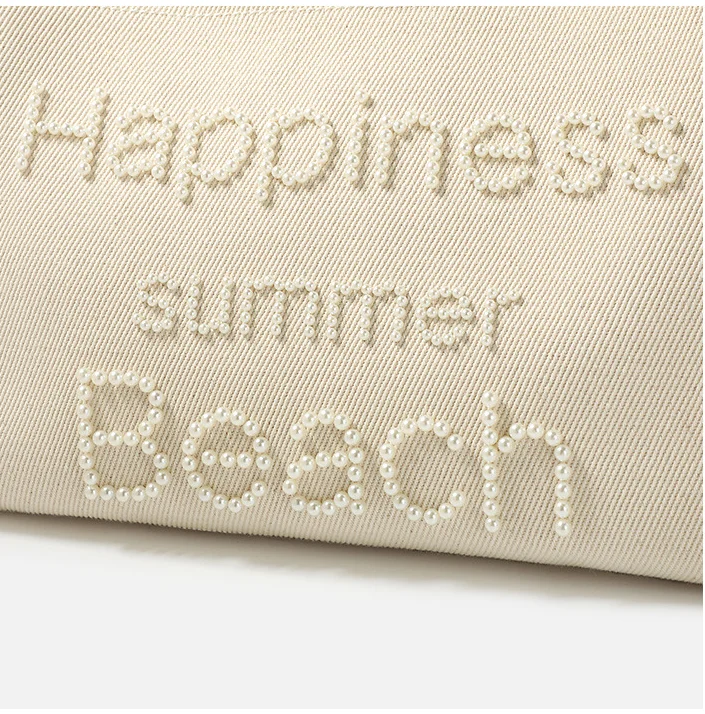 Borsa Shopper firmata da donna borsa a tracolla in tela di perle di perline di marca borsa a tracolla di grande capacità borsa da spiaggia con