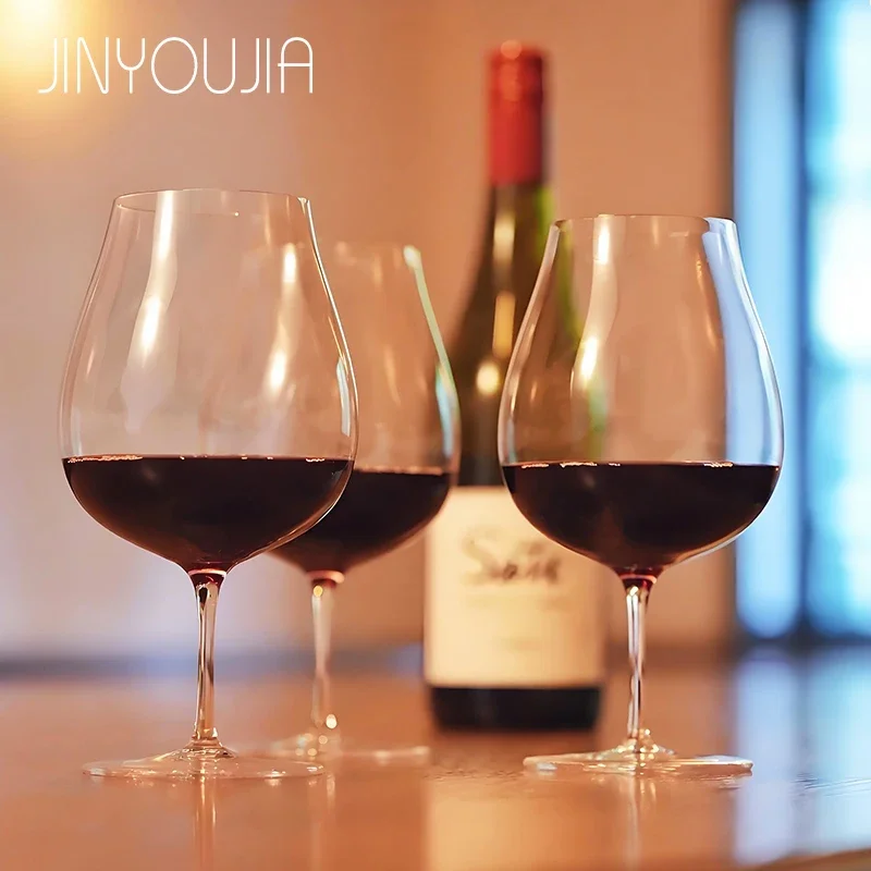 NHandmade Crystal Wine Glass 15oz/18oz Kimura Style Red Wine Beer Cocktail Short Handle Goblet Extremely Thin Flawless