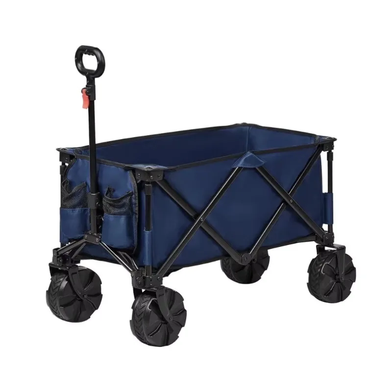 Outdoor Folding Utility Wagon Cart with Four-Wheel Collapsible Heavy Duty Portable Shopping Garden Beach Sports Camping Cart