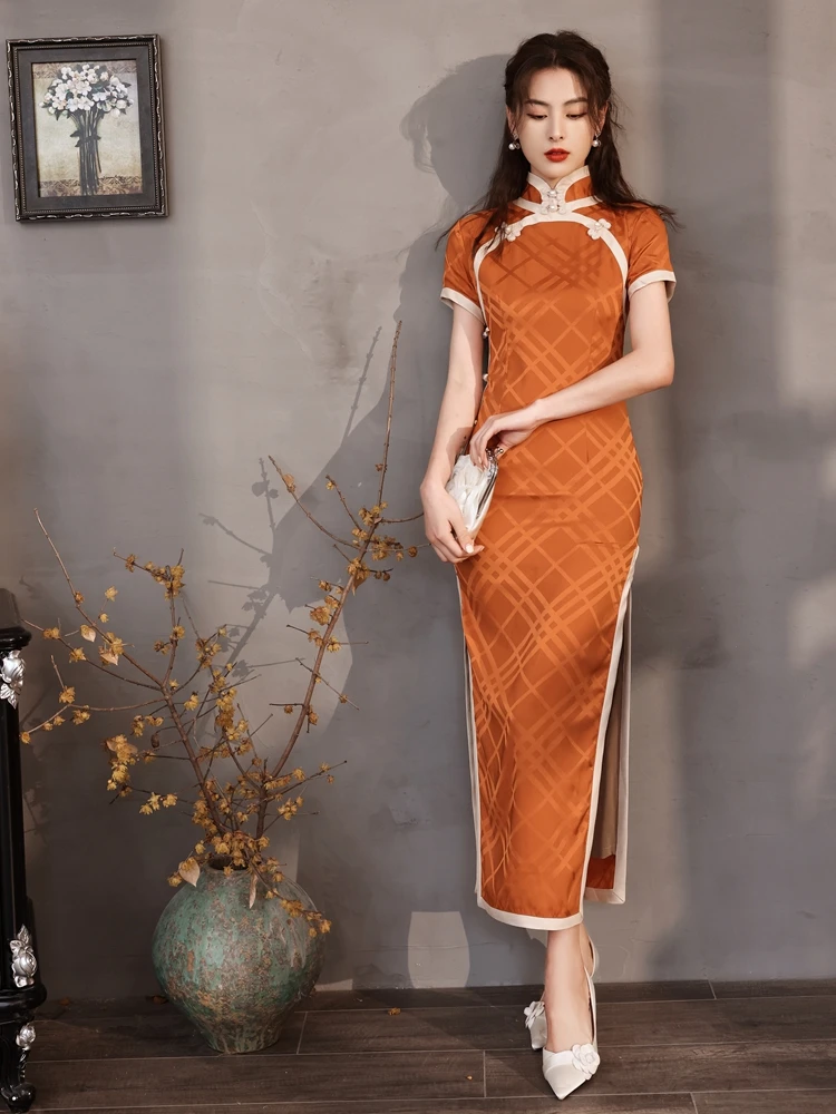 Old Shanghai Cheongsam New Girl Modified Elegant Long High-End Retro Chinese Style Summer Dress