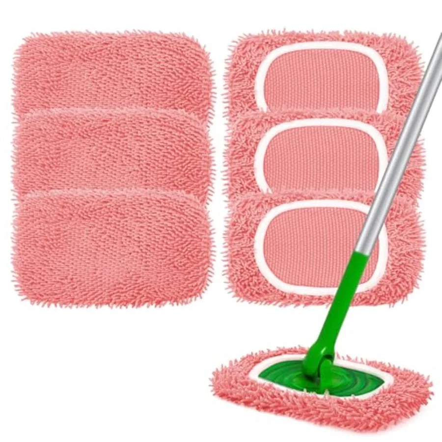 

Reusable Microfiber Mop Pads Compatible with Swiffer Sweeper Mop - Dry Sweeping Cloths and Wet Mopping Cloths - Washable Wet Pa
