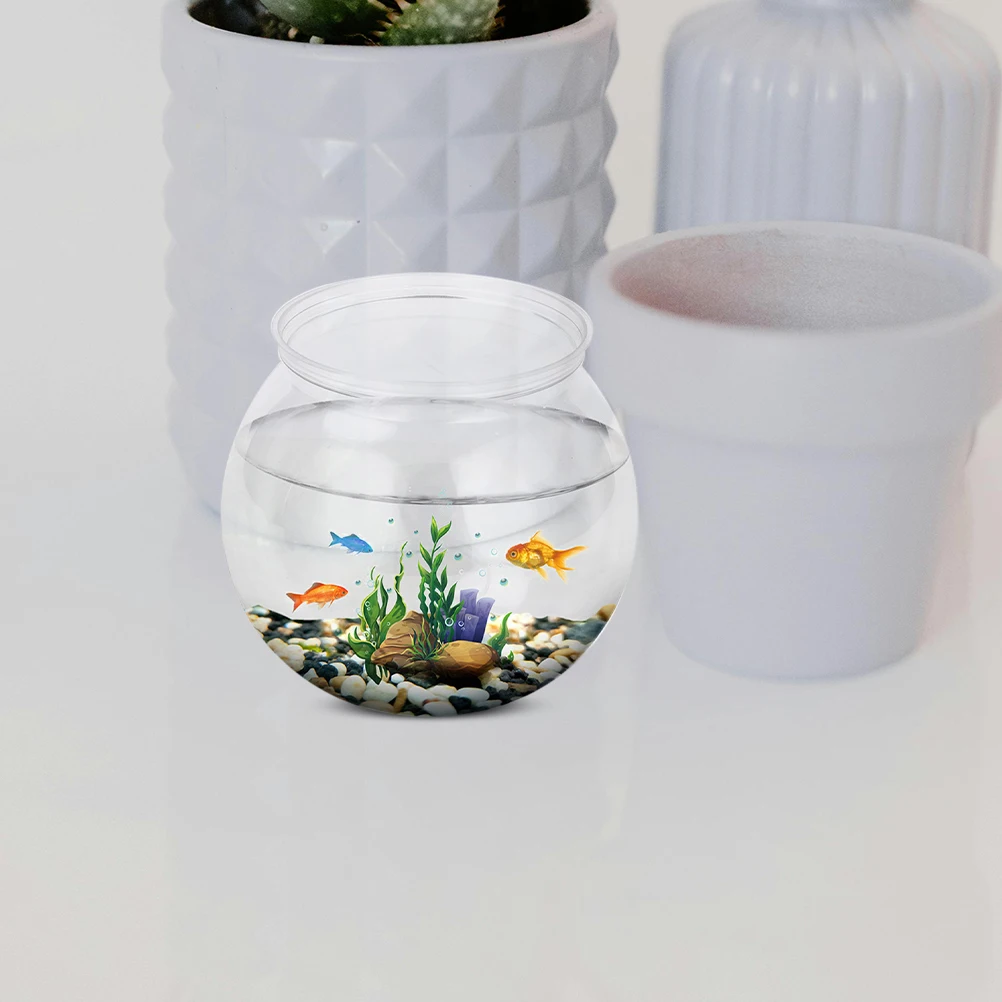 

Round Plastic Fish Tank Transparent Design Sturdy Shrimp Turtle Crab Living Tank Desktop Plastic Fish Bowl