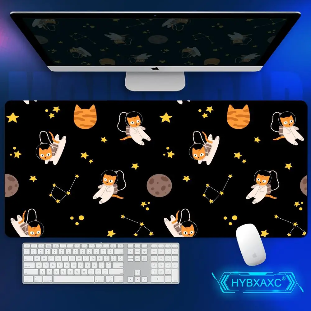 Space Cat and Constellation Desk Mat, Oversized Desk Mat, Cute Desk Mat, Extended Mouse Pad, Cute Cat Mouse Mat, Gamer Gift