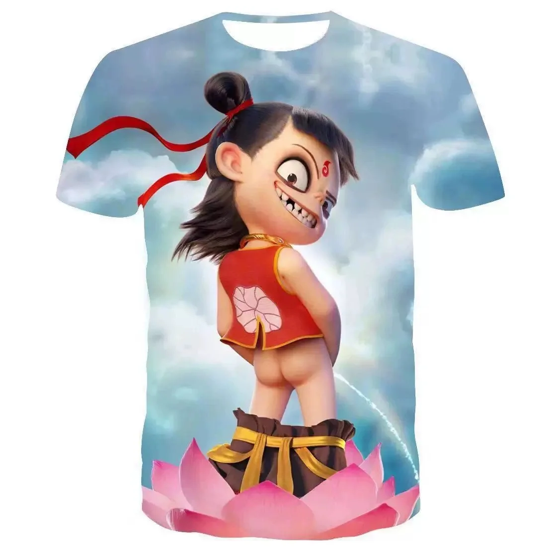 

2025 hot spring and summer cross-border men's printed 3D Nezha's Magic Children's Sea Short sleeved T-shirt factory direct sales