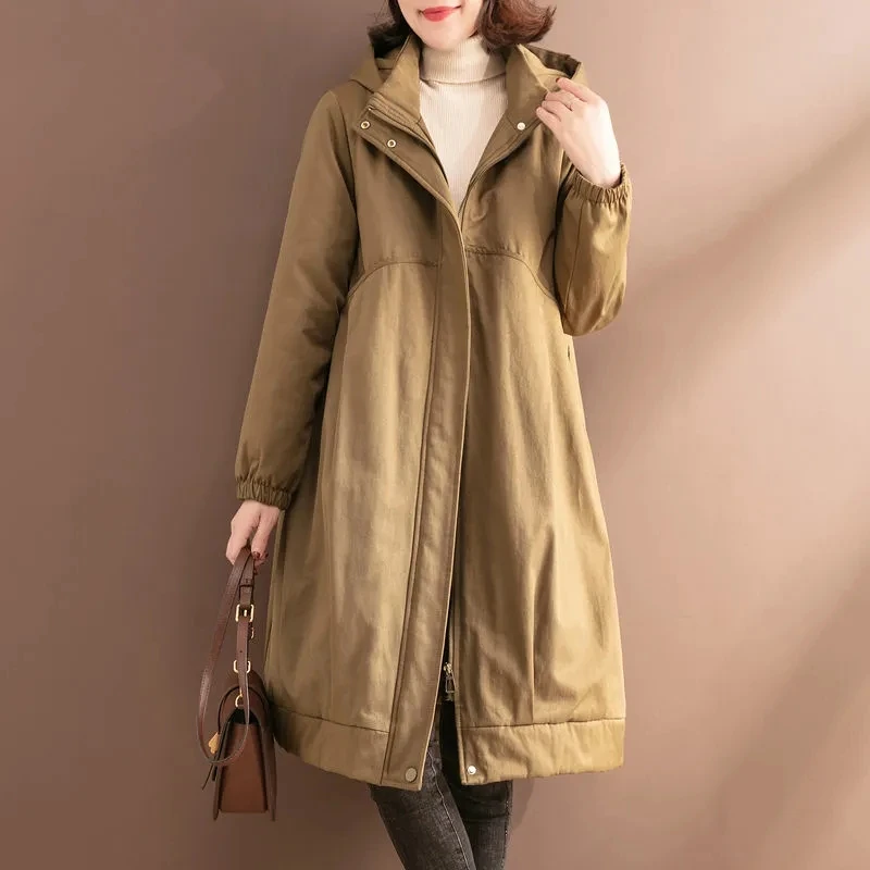 Oversized Plush Thick Parker Winter 2025 New Fashion Women's Loose Cotton Hooded Coats Female Casual Long Windbreaker Overcoat