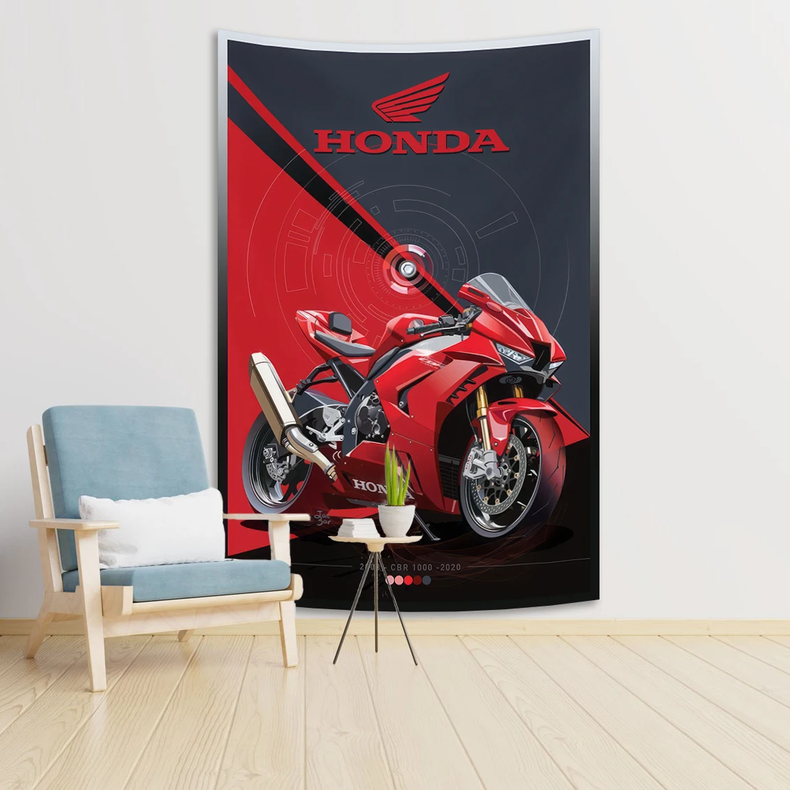 3x5ft Hondas Motorcycle Tapestry Polyester Digital Printing Moto Club Banner Decorate The Room Sofa Blanket