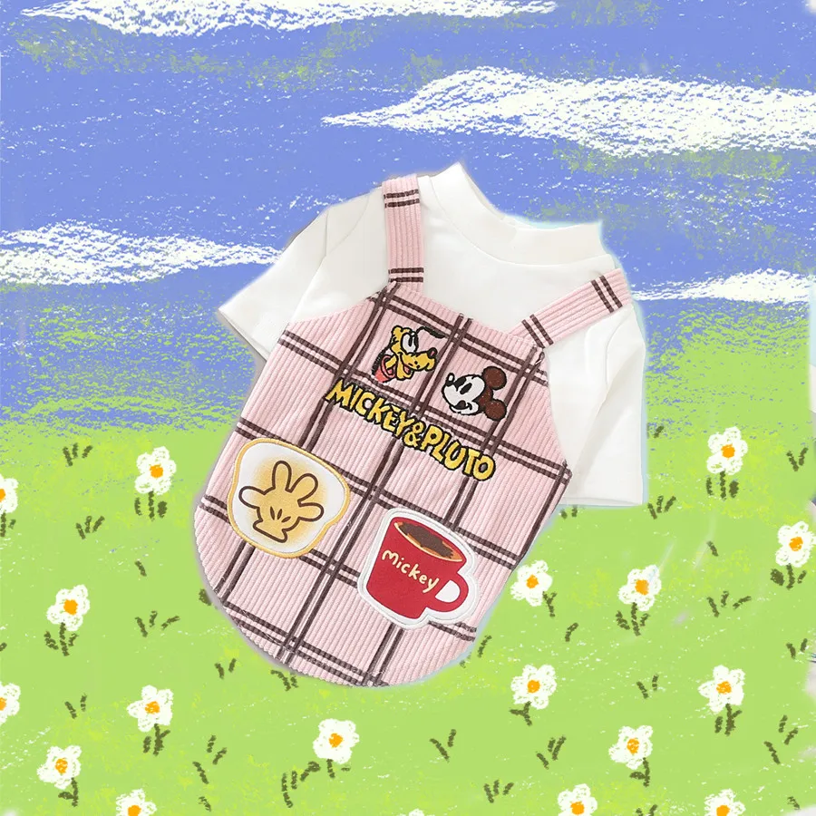 

Disney Mickey Mouse Spring and Autumn Pet Two Feet Short Sleeve Puppy T-Shirt Pet Dog Fashion Summer Clothes Fake Two-Piece Set