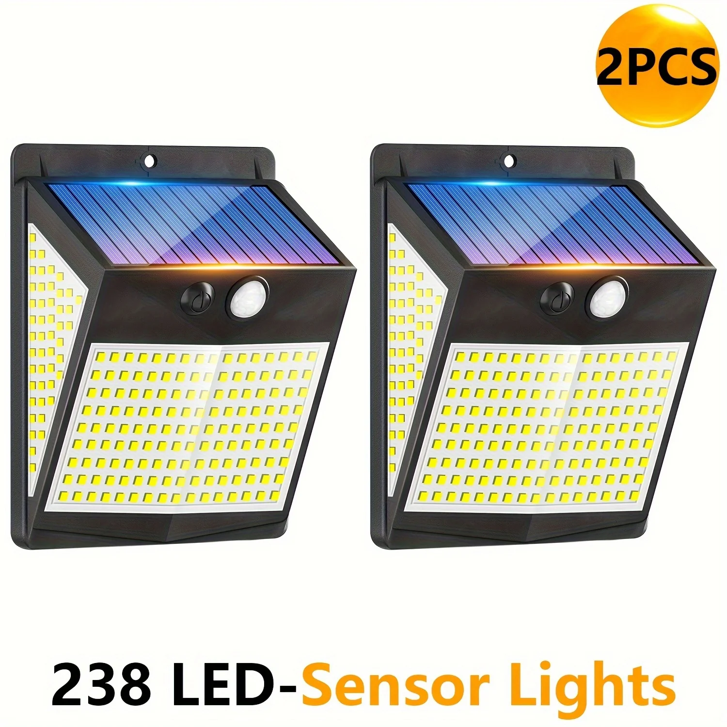 Luz solar ao ar livre com sensor de movimento, Luz LED impermeável, 3 modos de iluminação, 238