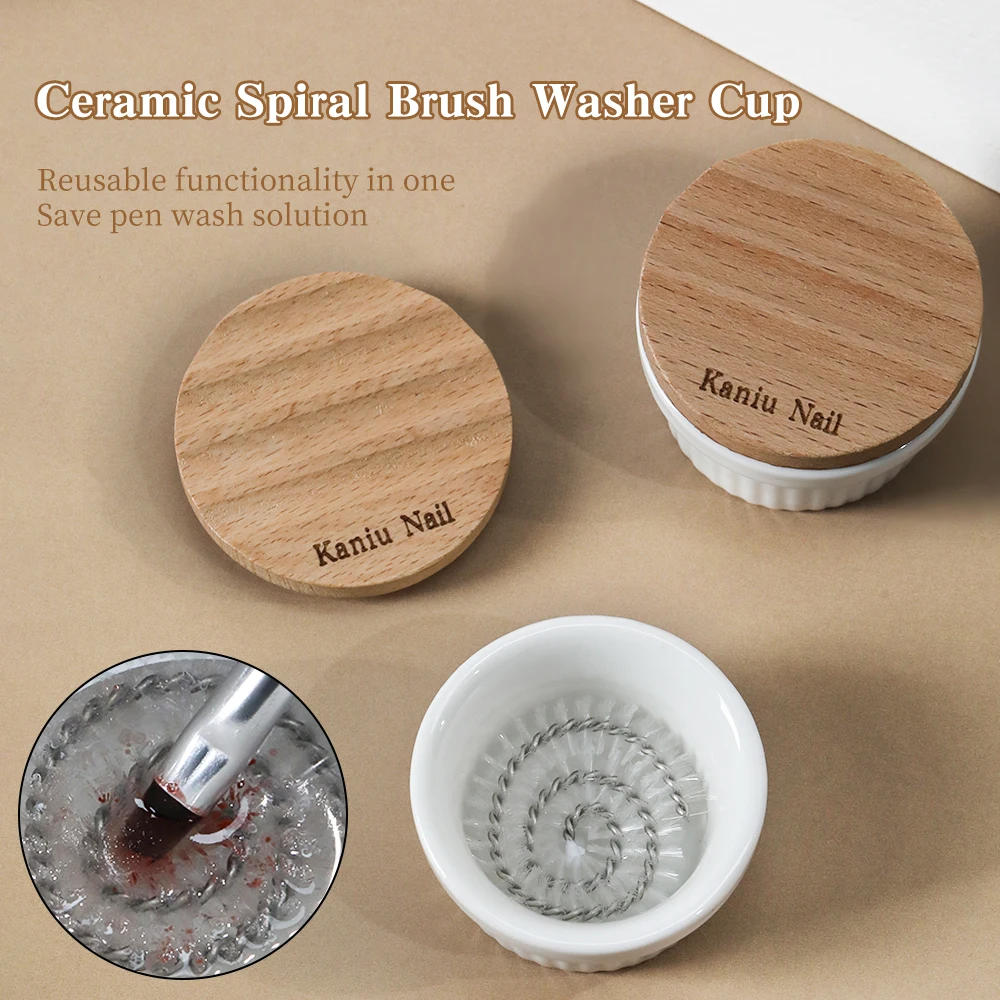 KANIU Smooth Brush Cleaner Cup Wash Pen Brush Cup With Stiff-Bristle Brush For Nail Art Brush Or Powder Acrylic Brush Cleaner