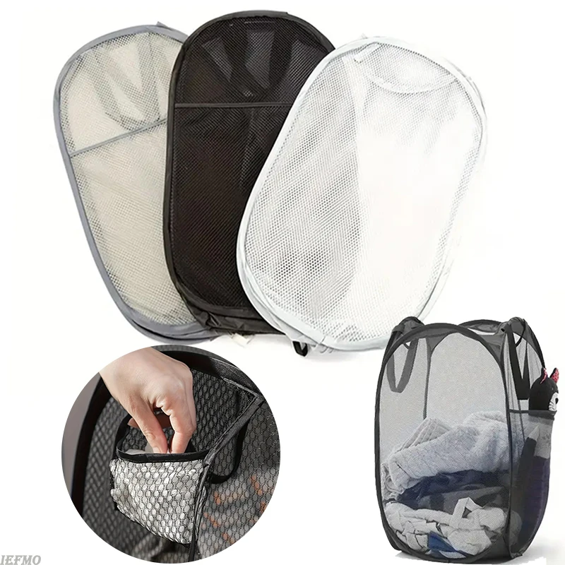 

Foldable Storage Bag Clothes Dirty Clothes Lightweight Laundry Basket Mesh Balcony Clothes Drying Basket Bathroom Accessories