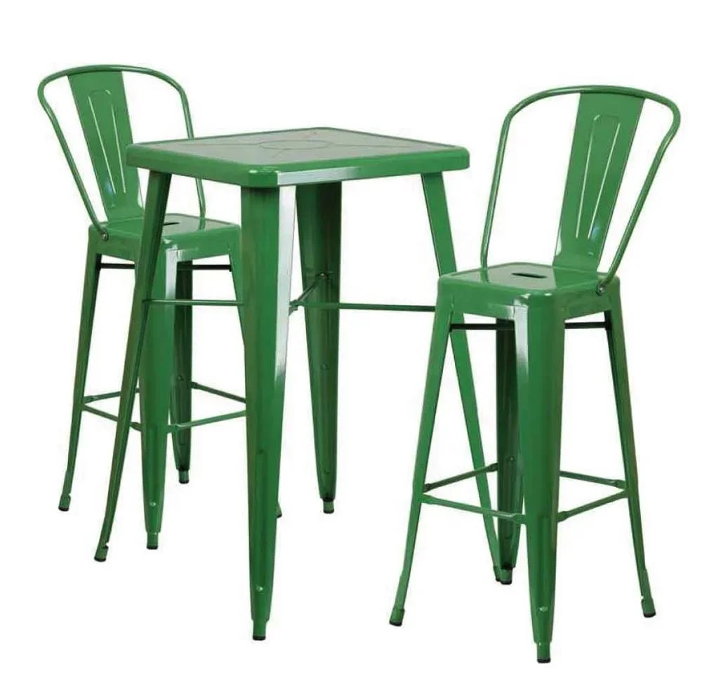 Vintage Garden High Table and Chair Set Green Table and Chair Set Silver antique children table and chairs