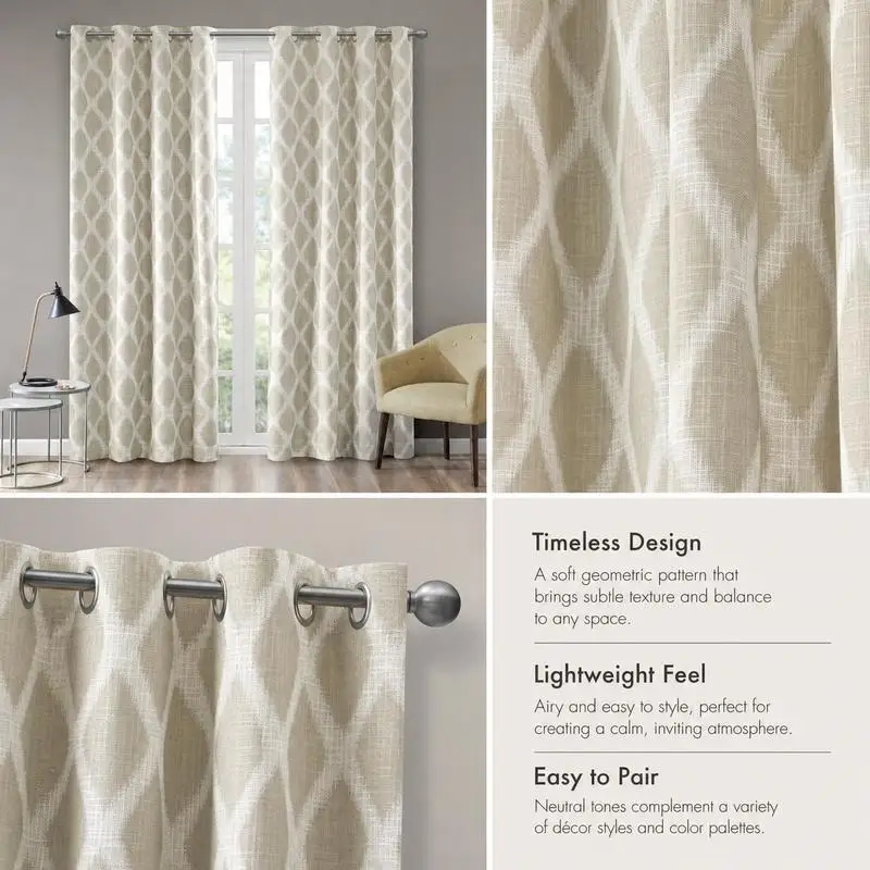 Printed Blackout Curtain Panel Single, 50x95 Inch Polyester Fabric, Silver Grommet Top Rod Pocket, Thermal Insulated Noise Reducing for Bedroom Living Room view 4