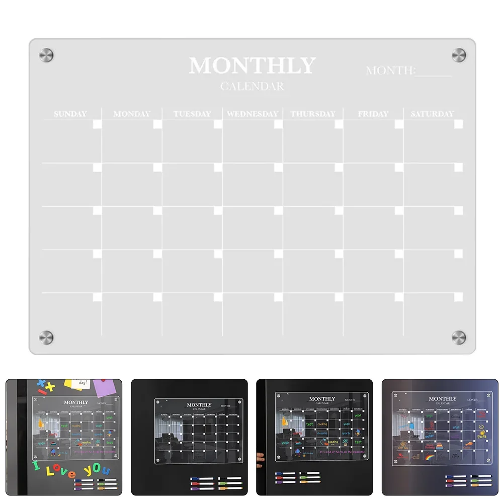 Whiteboard Kitchen Plate Fridge Dry Erase Calendar Practical Acrylic Blank Board Schedule Transparent With Pen