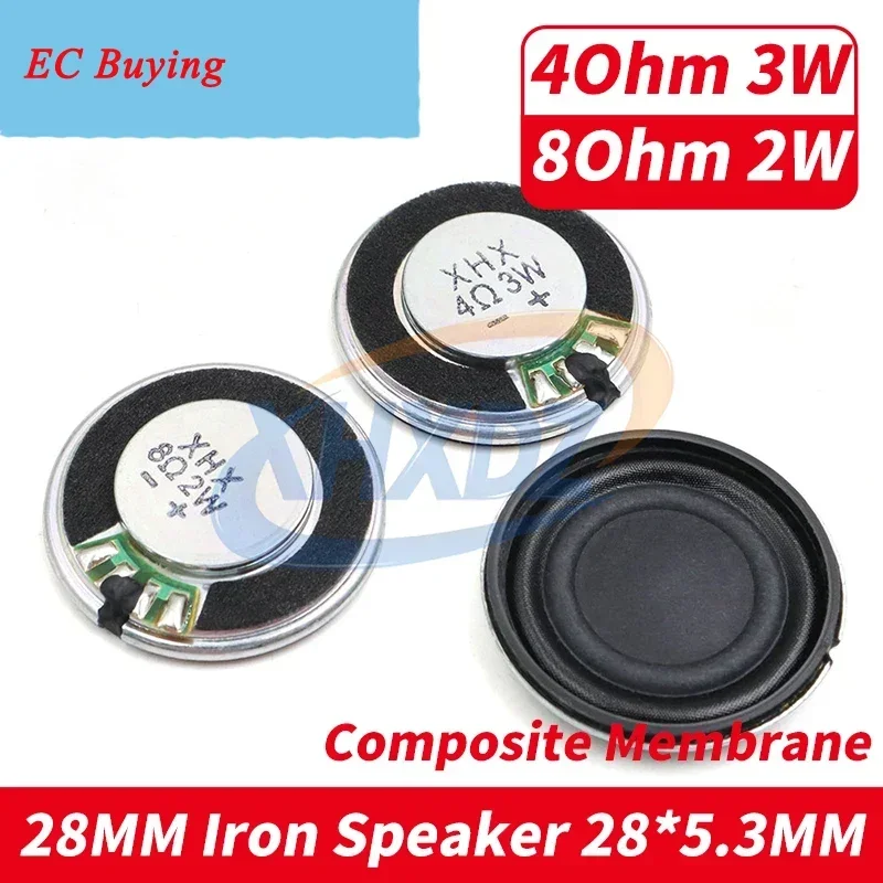 2PCS 28MM เหล็กคอมโพสิตเมมเบรน 4 โอห์ม 3W ลําโพง 28 มม.8Ohm 2 วัตต์ลําโพง Ultra-thin Horn ส่วนประกอบอะคูสติก