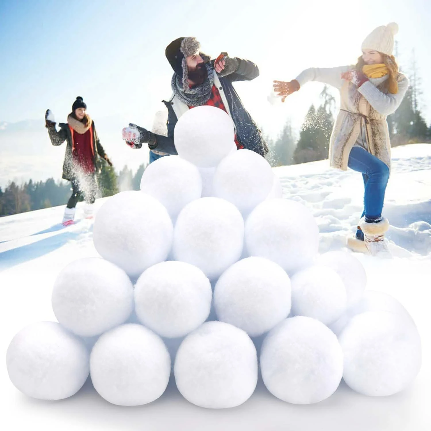 Fluffy Pack of 50 Fake Snowballs - Perfect for Kids' Indoor and Outdoor Snowball Fights - Fun Outdoor Parent-Child Throwing Game