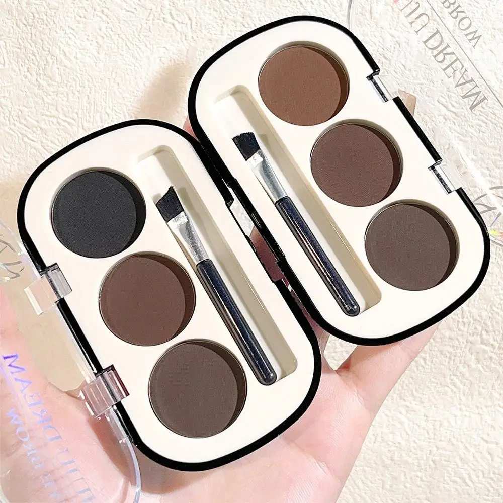 Avec brosse à sourcils 3 couleurs Palette de poudre à sourcils longue durée naturel mat poudre à sourcils résistant à la sueur sourcil maquillage cosmétiques
