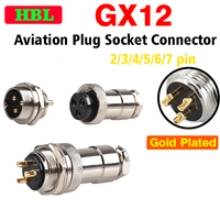 5/20/100Set GX12 2 3 4 5 6 7 PIN Gold Plated Aviation Socket Plug Male Female 12mm M12 Wire Panel Circular Connector DF12 M12