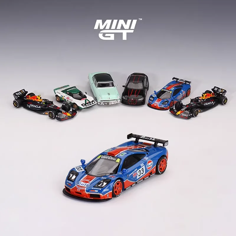 MINI GT 1:64 McLaren F1 McLaren GTR No. 33 Gulf Alloy die-cast miniature model,adult display,boy's toy,children's birthday gift