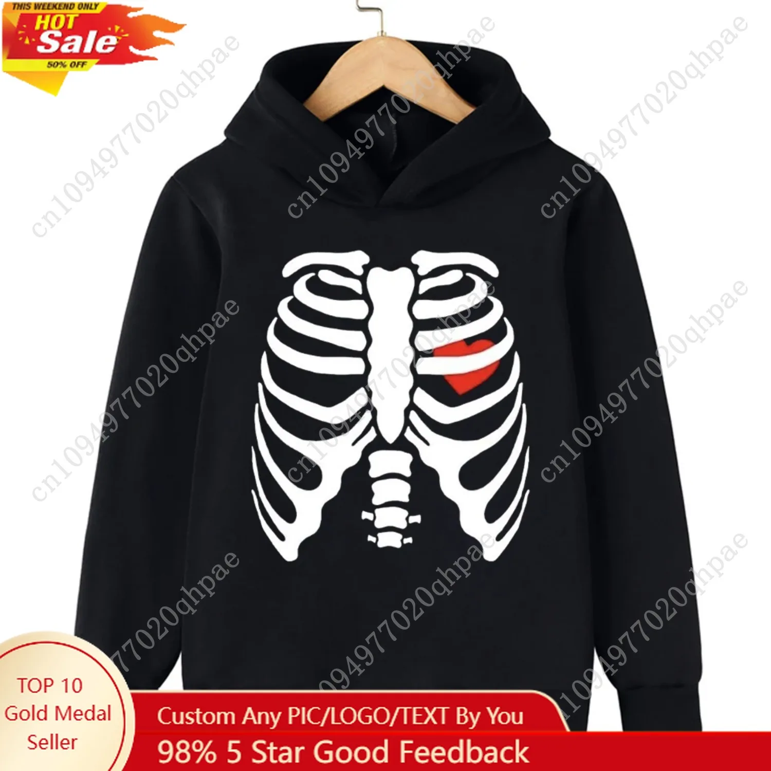 

2025 Boys Halloween Skull Street Art Girls Hoodie Long Sleeve Solid Color Warm Casual Fashion Sweatshirt Girls Scary Costume