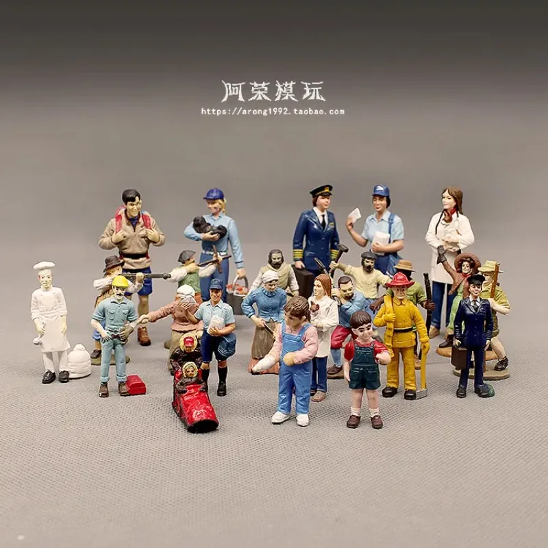 Miniatuur houthakker brandweerlieden ontdekkingsreiziger postbode jager boer kind actiefiguur model boerderij beroep figuren ornamenten speelgoed