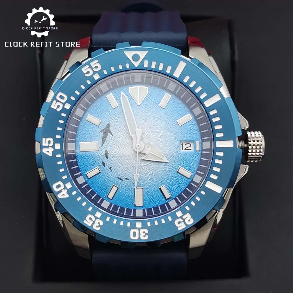 NH35 Date Display Blue Gradient Sterile Dial Sapphire Glass 44mm Stainless Steel Automatic Men\'s Watch Single Rotating Bezel