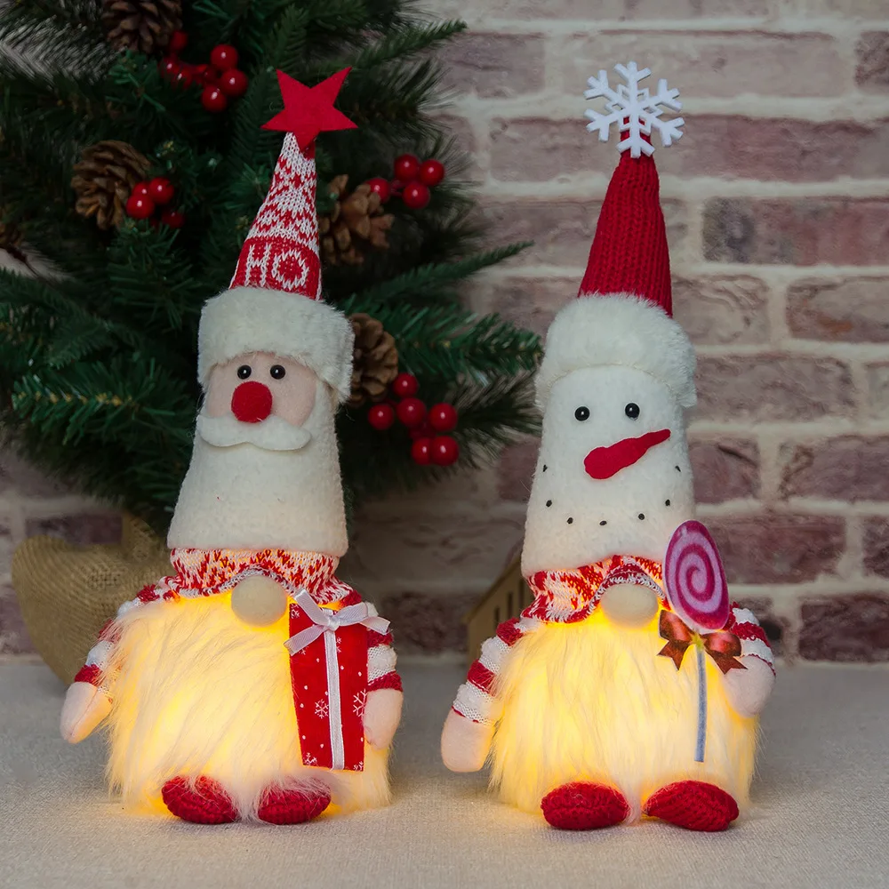 Decorazione natalizia gnomi illuminati bambola di peluche fatta a mano Mini scandinavo svedese Tomte illumina il regalo di festa del giocattolo dell'elfo