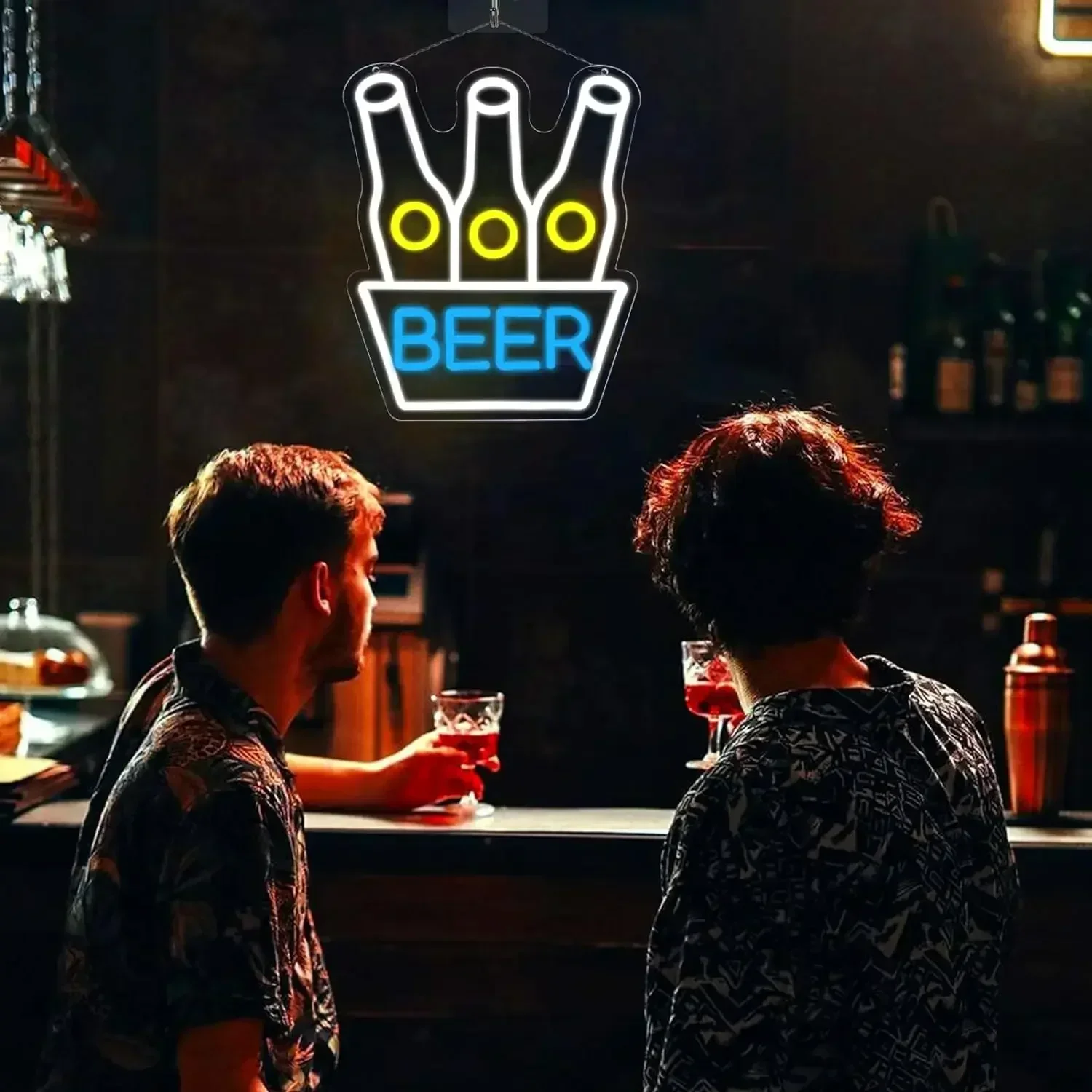 Beer Neon Sign Adjustable LED Neon Light Sign for Man Cave Beer Logo for Bedroom Living Room Party Bar Decor Pub Opening Sign