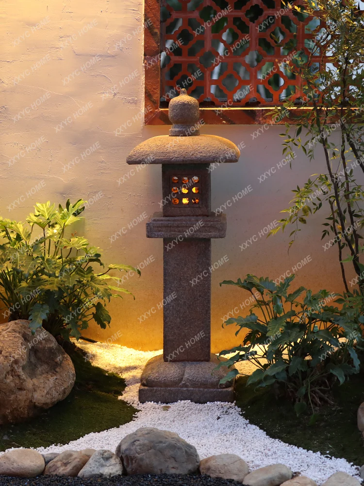 

Garden Lamp Japanese Garden Layout Solar Lamp Terrace Landscaping Stone Lantern Villa Landscape Decoration