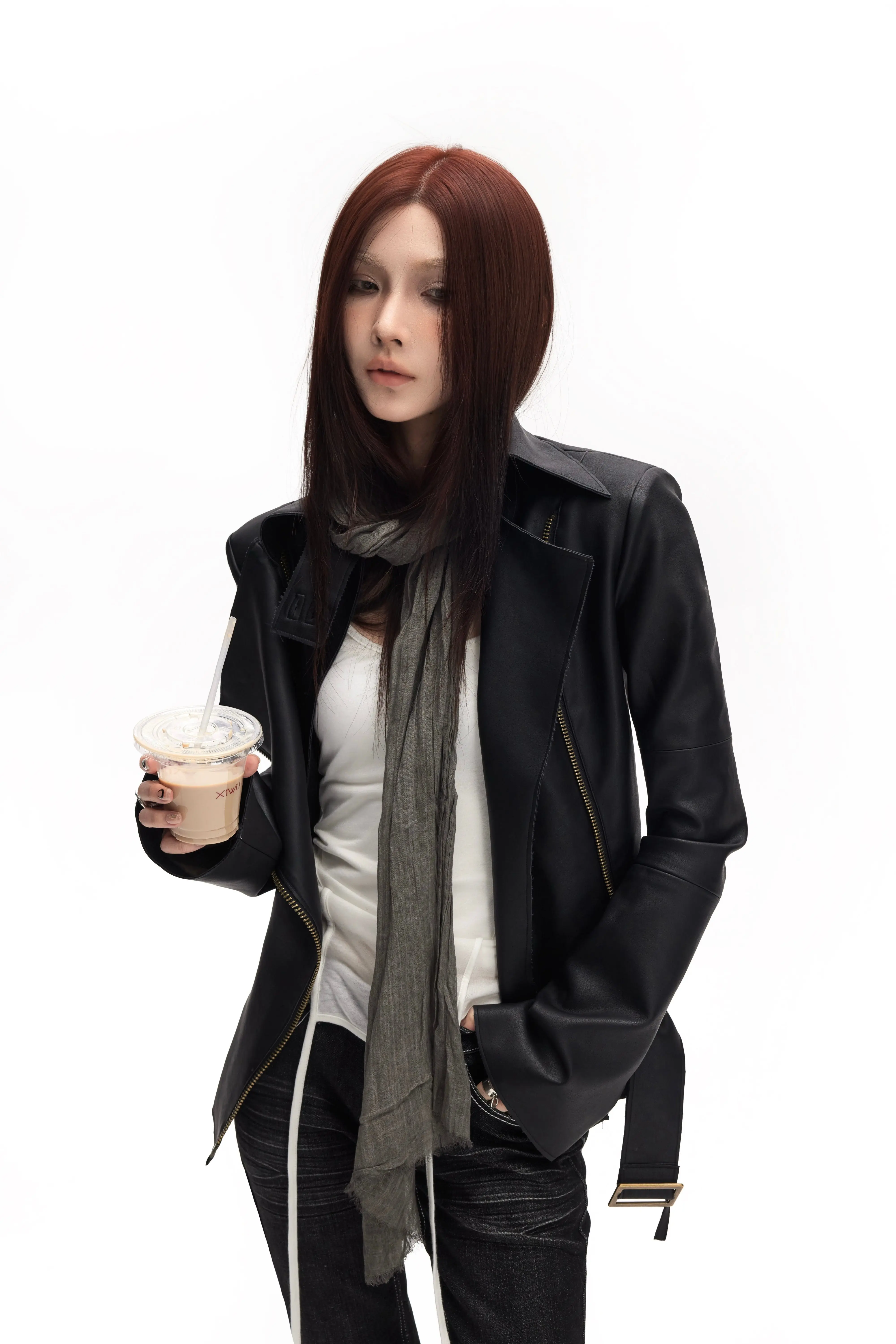 Lautaro Spring Autumn Cool Handsome Soft Black Pu Leather Jacket Women Long Sleeve Double Zippers Luxury Clothes Runway Fashion