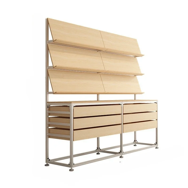 

Birch Ocean Panel Aluminum Profile Display Shelf Shelf Storage Exhibition Bookshelf Industrial Wind File Drawer Display Sample