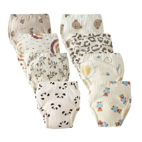 8pcs/6pcs Infant Breathable Cloth Nappies New Cotton Yarns Baby Reusable Training Diapers Panties Toddler Changing Underwear