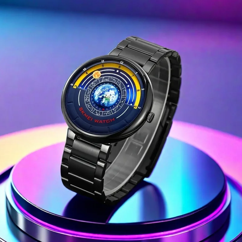 

Персонализированные и креативные кварцевые часы SKMEI без стрелок, модный и крутой циферблат звездного неба, водонепроницаемые наручные часы Earth