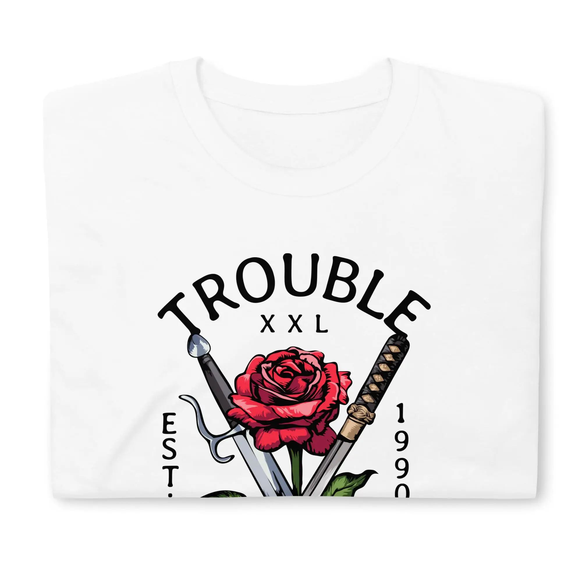 صانع روز السيف تي شيرت كاتانا سيف ذو نمط الوشم تي شيرت القوطية الورد المحارب تي شيرت الظلام الأزهار تي شيرت ايمو هدية عشاق الوشم #5