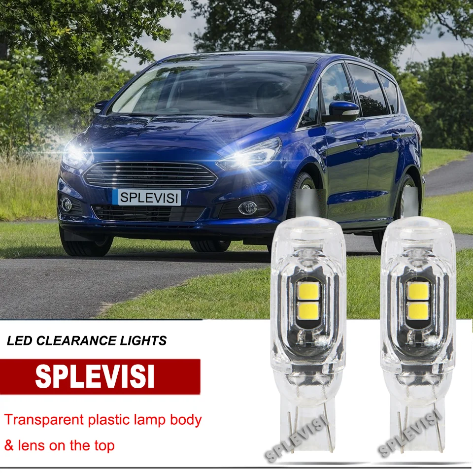 

2x T10 W5W LED Clearance Light Bulb Transparent plastic For Ford B-Max Fusion C-Max Kuga Focus Mondeo 2 4 5 Fiesta 4 5 6