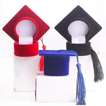 Dokter Hoed Vorm Sieraden Doos Fluwelen Ringdoos Oorbellen Opslag Voor Bruiloft Voorstel Afstuderen Geschenkdoos Sieraden Organizer Case
