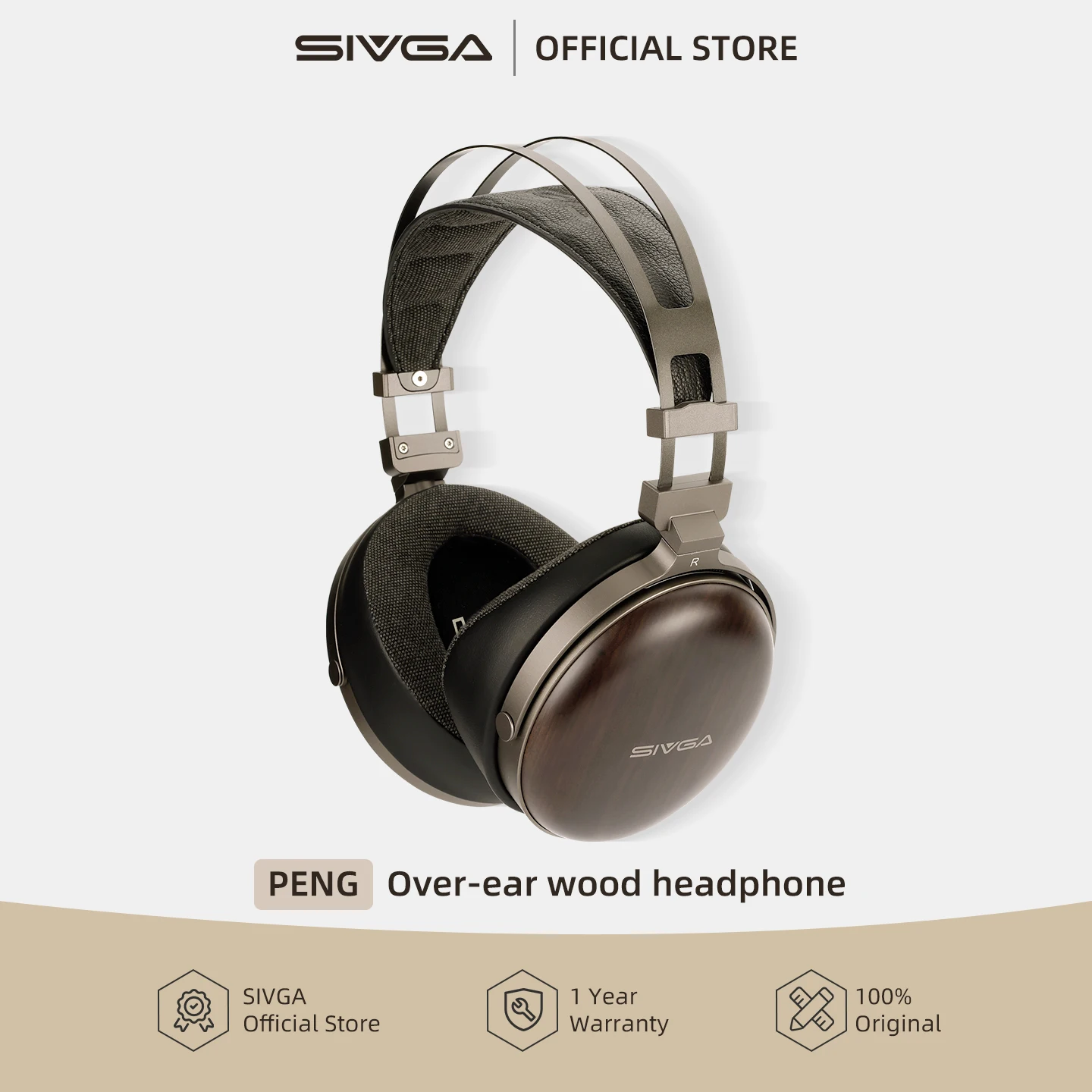 

SIVGA PENG HIFI Dynamic Driver Closed-Back Wood Headphone Detachable Cable