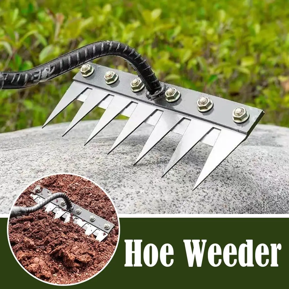 Metal Weeding Hoe Rake Stainless Steel Garden Weeders Rooting Puller Gardening Soil Removal Grass Tools Weeding Hand Loose P8v9