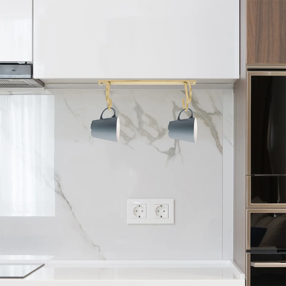 

2Pcs Iron Mug Organizer for Kitchen Cabinets Hanging Coffee Cup Rack Under Shelf Hooks Multifunctional Storage