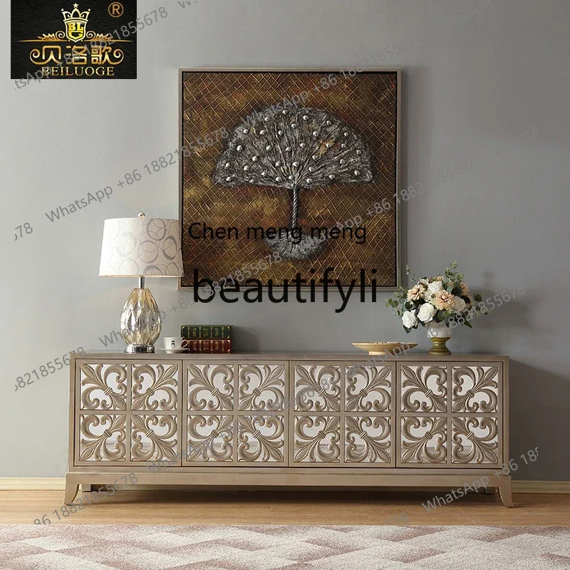 M178 Neoclassical TV cabinet living room American engraving old design mirror decorative cabinet