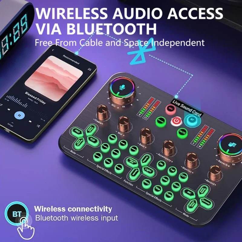 ميكروفون احترافي بطاقة صوت حية ، بث مباشر ، خلاط صوت ، معدات غناء كاريوكي ، أجزاء موسيقى ، 48 فولت ، K600