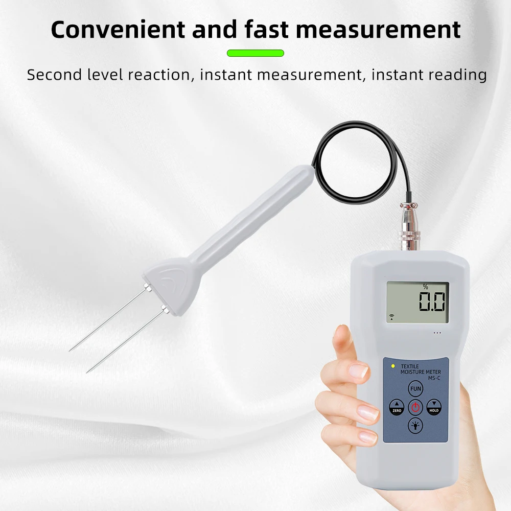 

Digital Moisture Meter for Yarm Textile Humidity Sensor Fast Measurement Cotton Lint Dryness High Sensitivity Probe Hygrometer