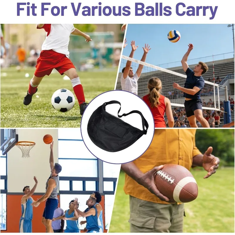 Anti-Tear Mesh Durable Single Ball Bag Fits Size 7 Basketball Soccer Volleyball Crossbody Carrier With Adjustable Strap & Zipper view 5
