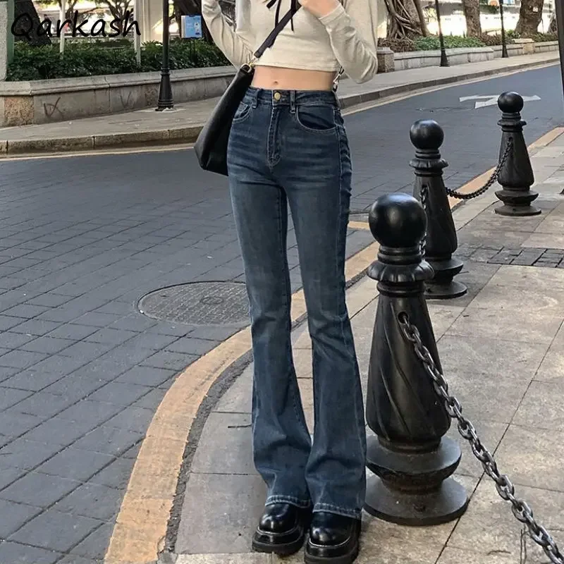 Flare Jeans Women Simple Hotsweet Vintage Casual Spring Female Gentle New High Waist Korean Style Prevalent Skinny Streetwear