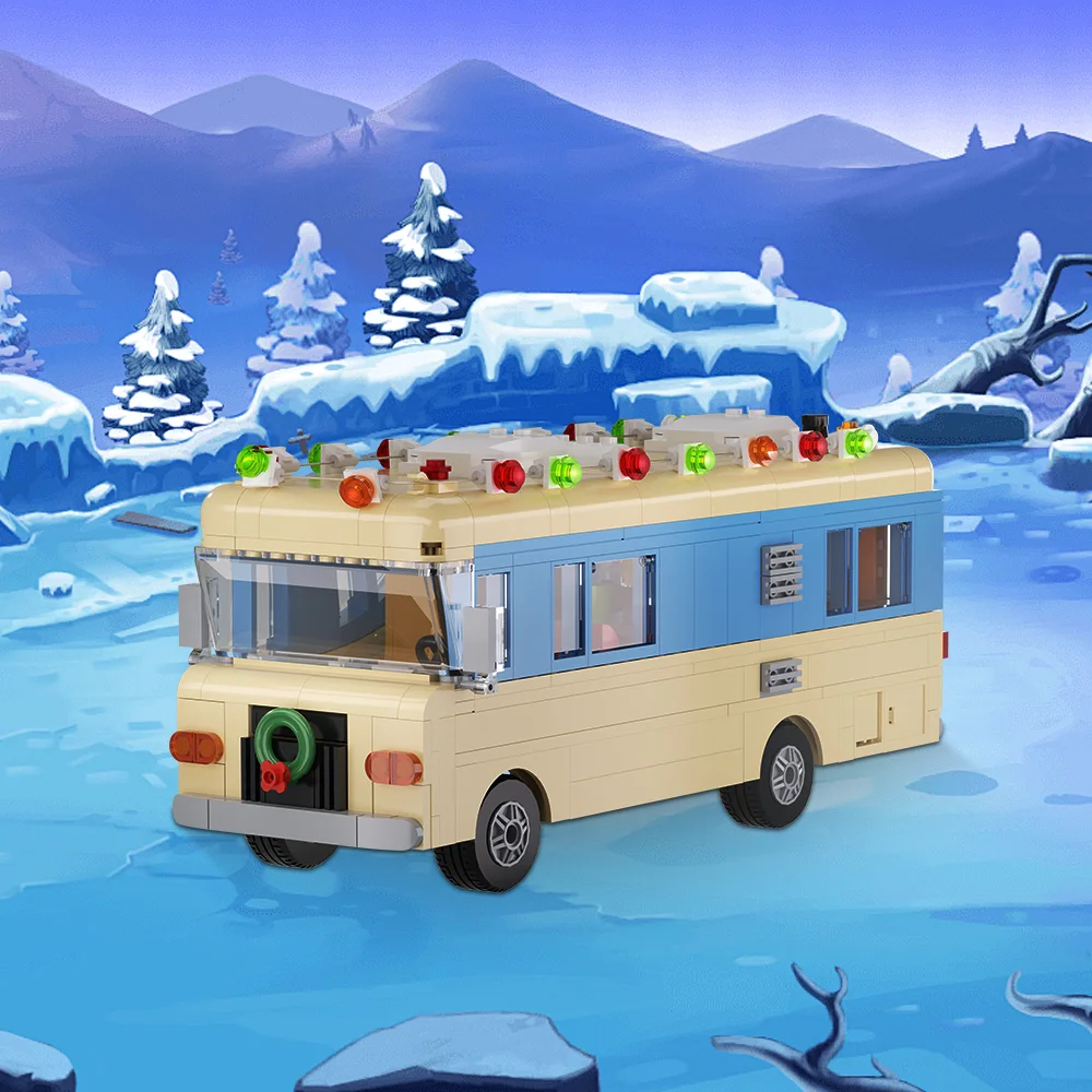 Gobricks MOC Christmas Vacation Eddie's RV Building Blocks Model Travel RV Camping Car Bricks Assembled Toys Kids Christmas Gift