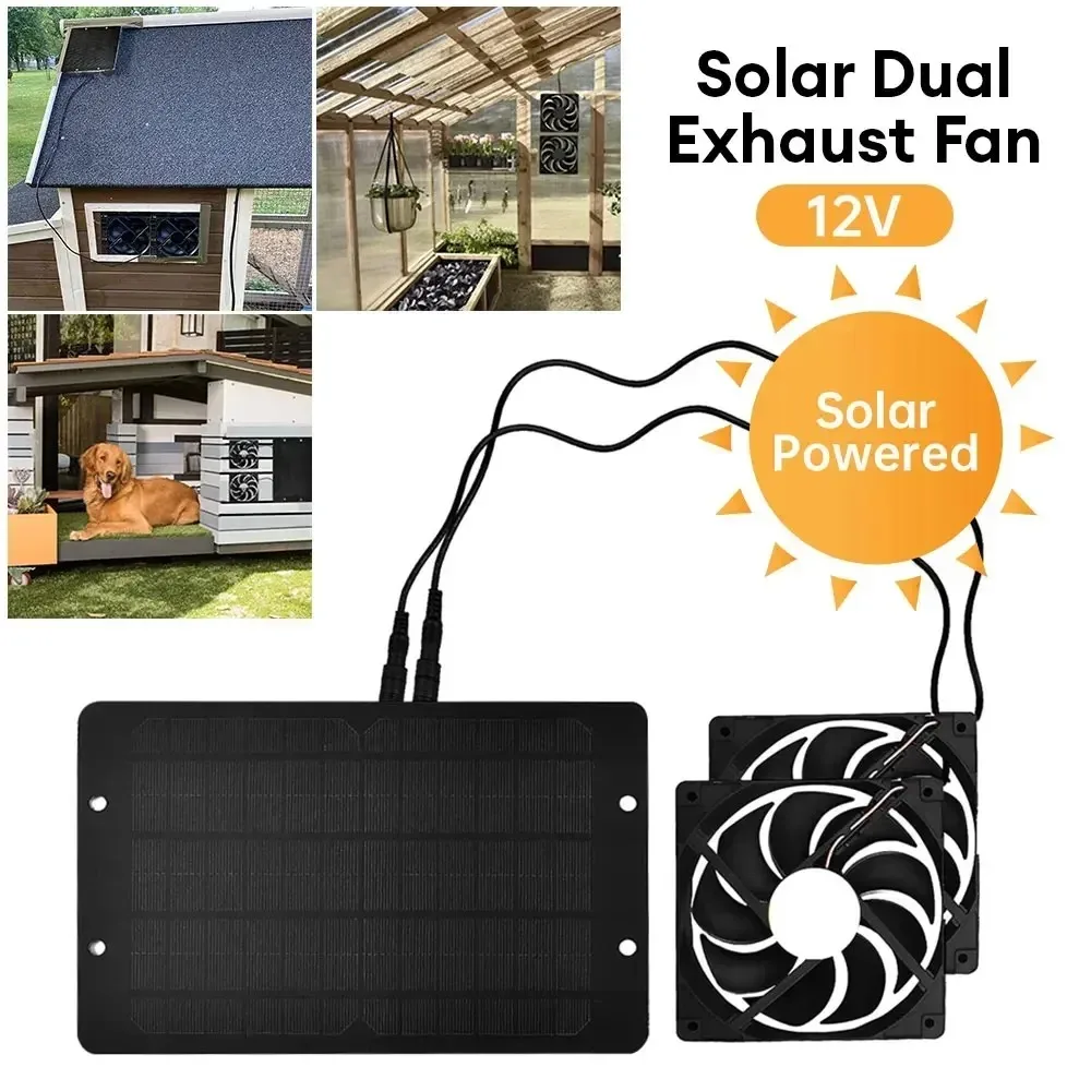 10W 12V Solar Roof Vent Fan Easy Install Auto Ventilator for RV Bathroom Attic Air Circulation with Free Solar Panel