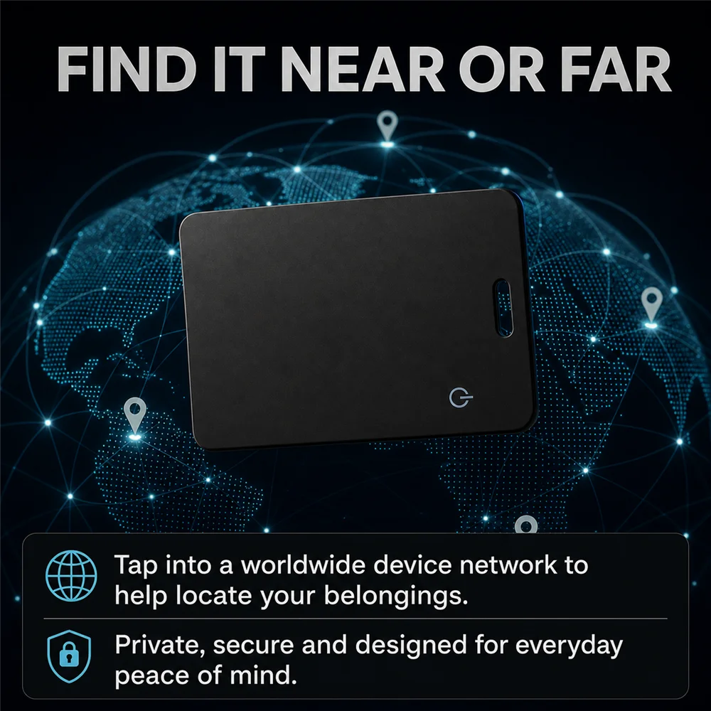 1 Pack Wallet Tracker Card, Rechargeable Ultra Thin Item Finder, Compatible With iOS & Android, Works With Apple Find My, Smart