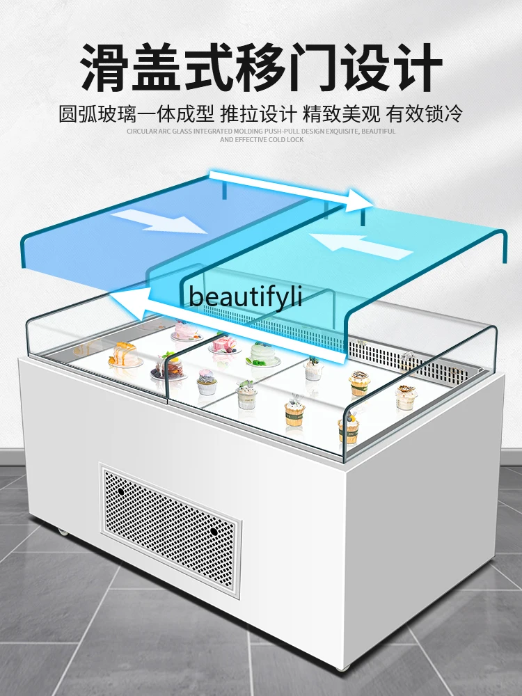 Open Sandwich Cabinet Slide Type Cake Counter Dessert Display Cabinet Refrigerated Fresh Cabinet