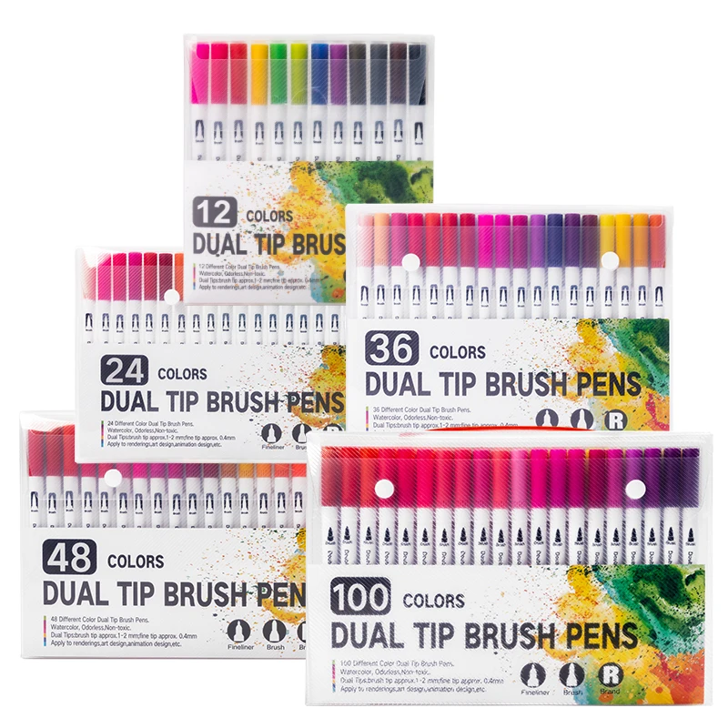 Marqueurs de couleurs 100, pour dessin, peinture, aquarelle, fournitures d\'art, stylo à brosse