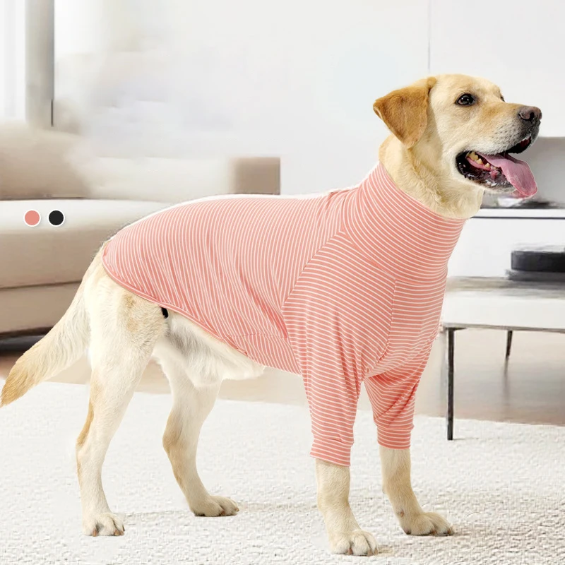 

Классические полосатые ткани для щенков с высоким воротником и крючком для поводка, мягкие, теплые, не осыпающиеся, пижамы для спящих собак, роскошная одежда для собак