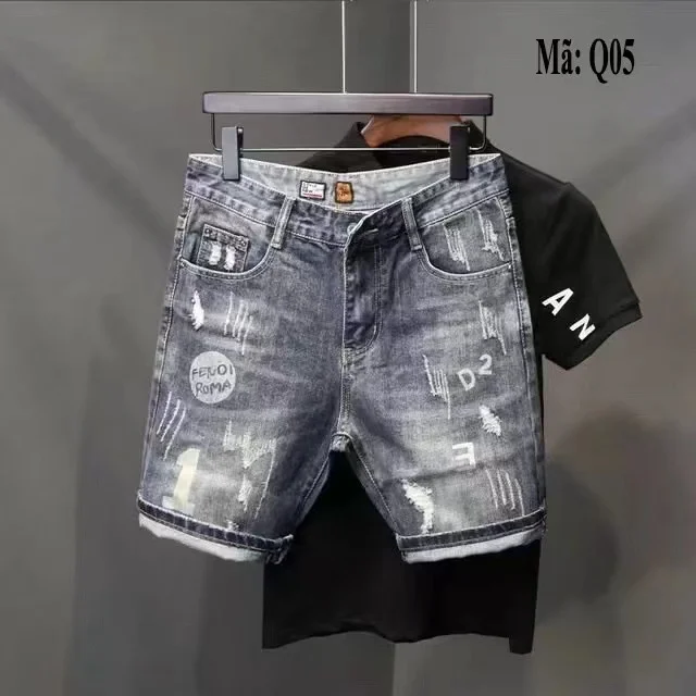 Sommer Herren koreanische Mode Loch Baggy Denim Shorts schöne junge Blue Cargo Jeans Shorts für Männer